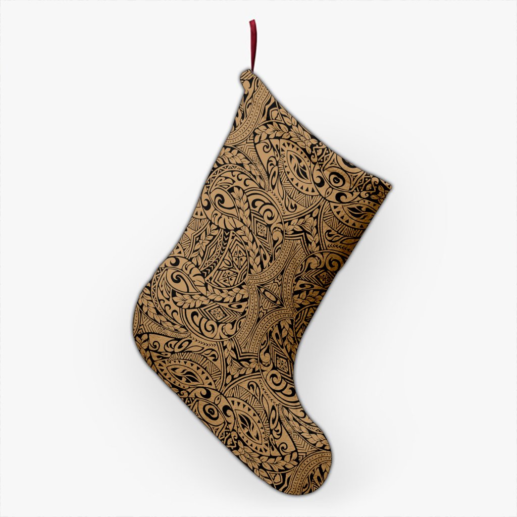 Polynesian Culture Gold Christmas Stocking 26 X 42 cm Gold Christmas Stocking - Polynesian Pride