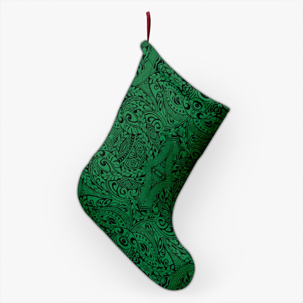 Polynesian Culture Green Christmas Stocking 26 X 42 cm Green Christmas Stocking - Polynesian Pride