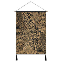 Polynesian Hawaiian Style Tribal Tattoo Gold Hanging Poster - AH Hanging Poster 43 x 65 cm Cotton And Linen - Polynesian Pride
