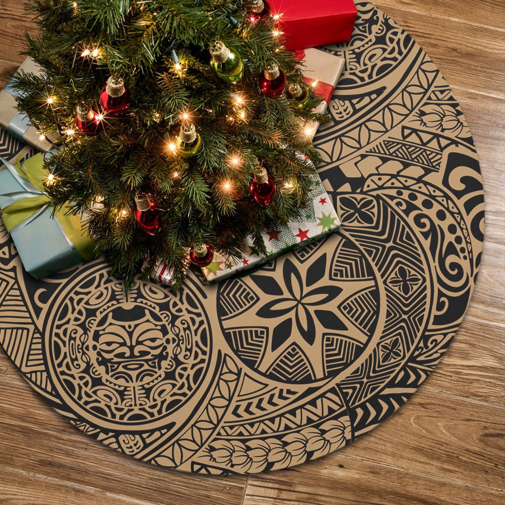 Polynesian Hawaiian Style Tribal Tattoo Gold Tree Skirt 85x85 cm Gold Tree Skirt - Polynesian Pride