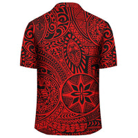 Polynesian Hawaiian Style Tribal Tattoo Red Hawaiian Shirt - Polynesian Pride