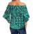 Polynesian Hawaiian Style Tribal Tattoo Turquoise Hawaii Women's Off Shoulder Wrap Waist Top - Polynesian Pride