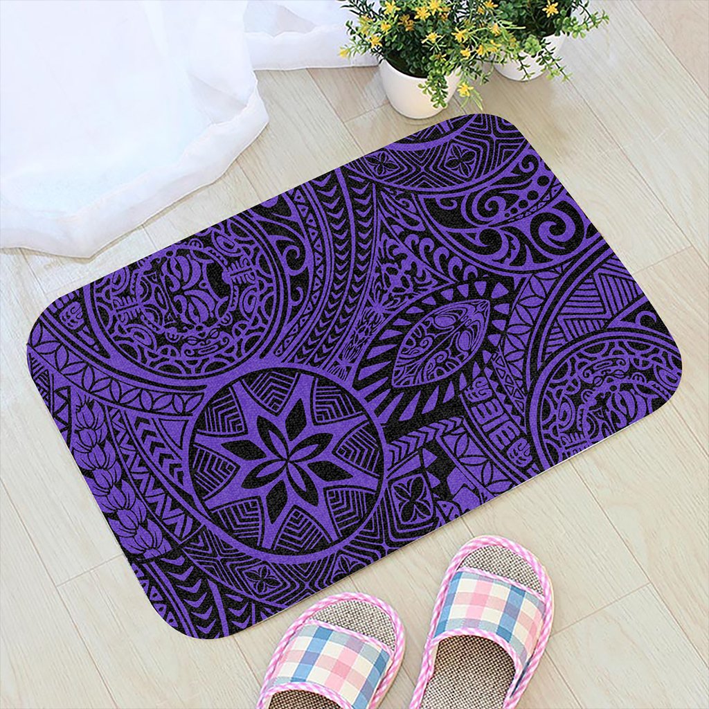 Polynesian Hawaiian Style Tribal Tattoo Violet Hawaii Door Mat Door Mat Black - Polynesian Pride