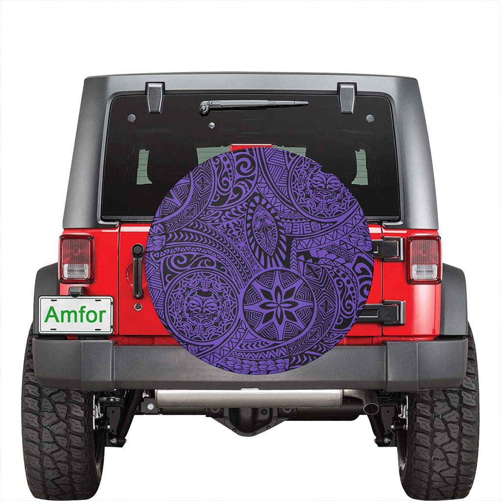 Polynesian Hawaiian Style Tribal Tattoo Violet Hawaii Spare Tire Cover - Polynesian Pride