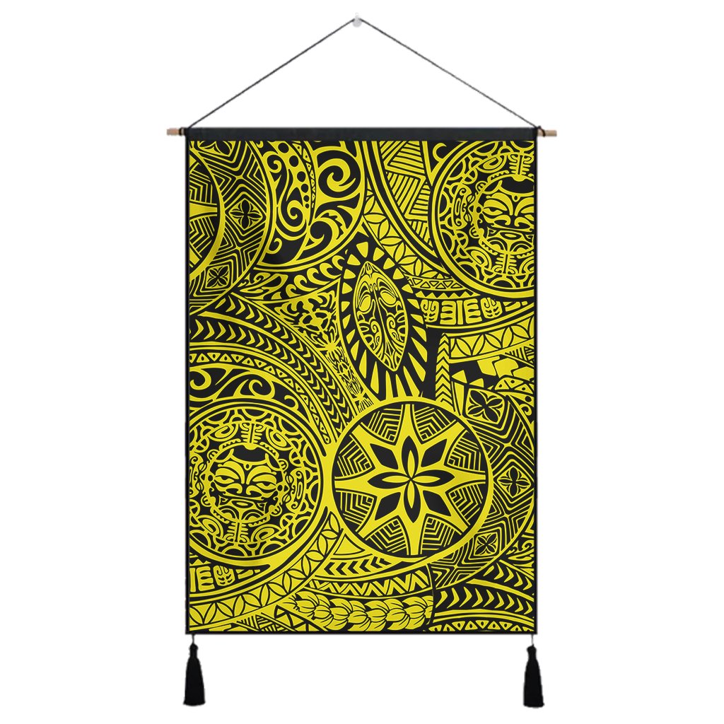 Polynesian Hawaiian Style Tribal Tattoo Yellow Hanging Poster - AH Hanging Poster 43 x 65 cm Cotton And Linen - Polynesian Pride