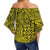 Polynesian Hawaiian Style Tribal Tattoo Yellow Hawaii Women's Off Shoulder Wrap Waist Top - Polynesian Pride