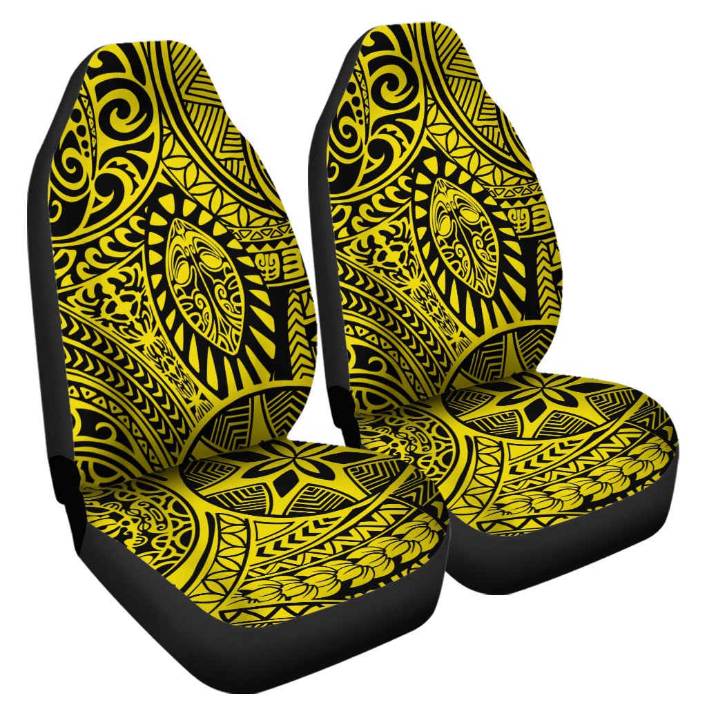 Polynesian Hawaiian Style Tribal Tattoo Yellow Car Seat Cover Universal Fit Yellow - Polynesian Pride