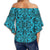 Polynesian Kakau Turtle Blue Hawaii Women's Off Shoulder Wrap Waist Top - Polynesian Pride