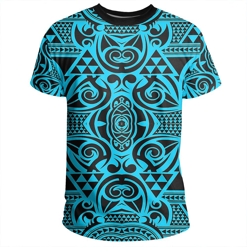 Polynesian Kakau Turtle Blue T Shirt - Polynesian Pride