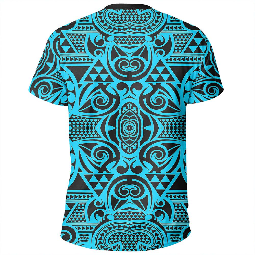 Polynesian Kakau Turtle Blue T Shirt - Polynesian Pride