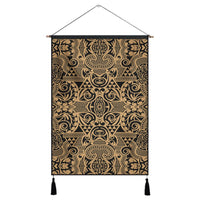 Polynesian Kakau Turtle Gold Hanging Poster - AH Hanging Poster 43 x 65 cm Cotton And Linen - Polynesian Pride