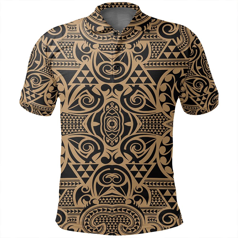 Unisex Polynesian Kakau Turtle Gold Polo Shirt - Polynesian Pride