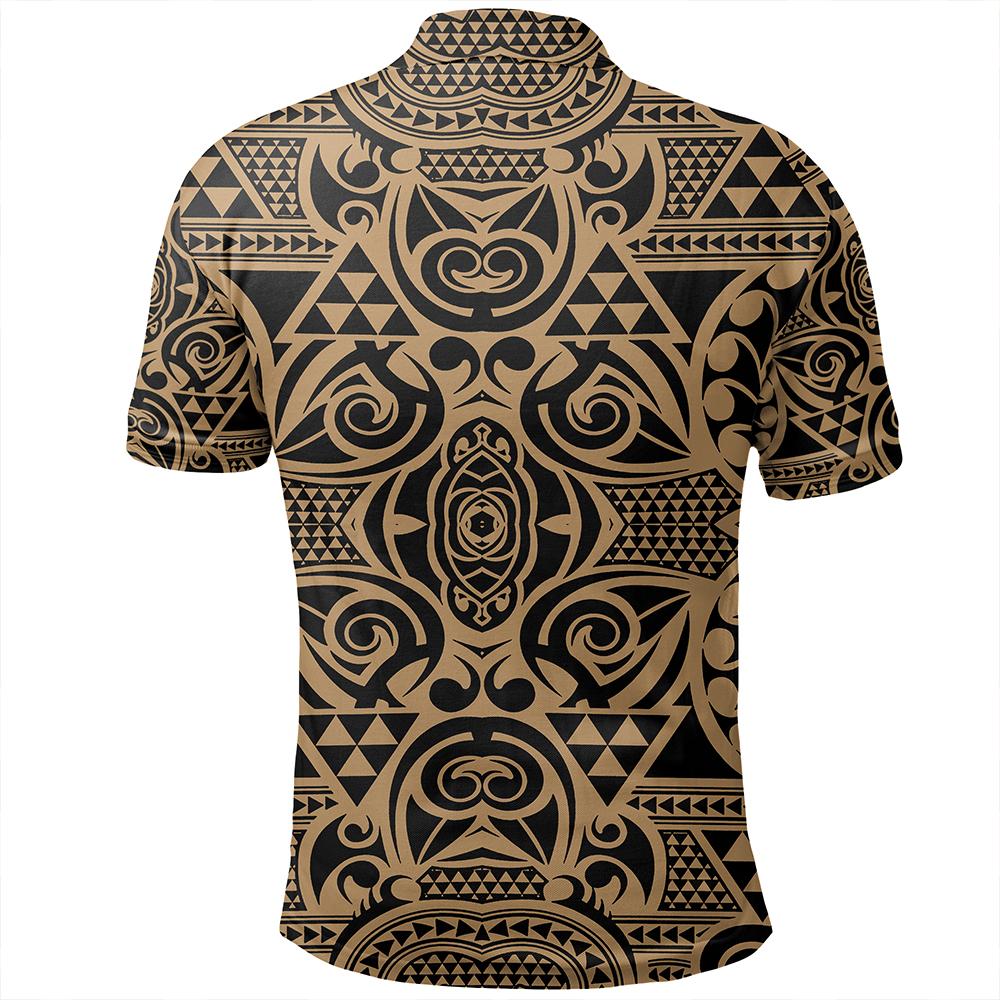 Unisex Polynesian Kakau Turtle Gold Polo Shirt - Polynesian Pride