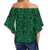 Polynesian Kakau Turtle Green Hawaii Women's Off Shoulder Wrap Waist Top - Polynesian Pride