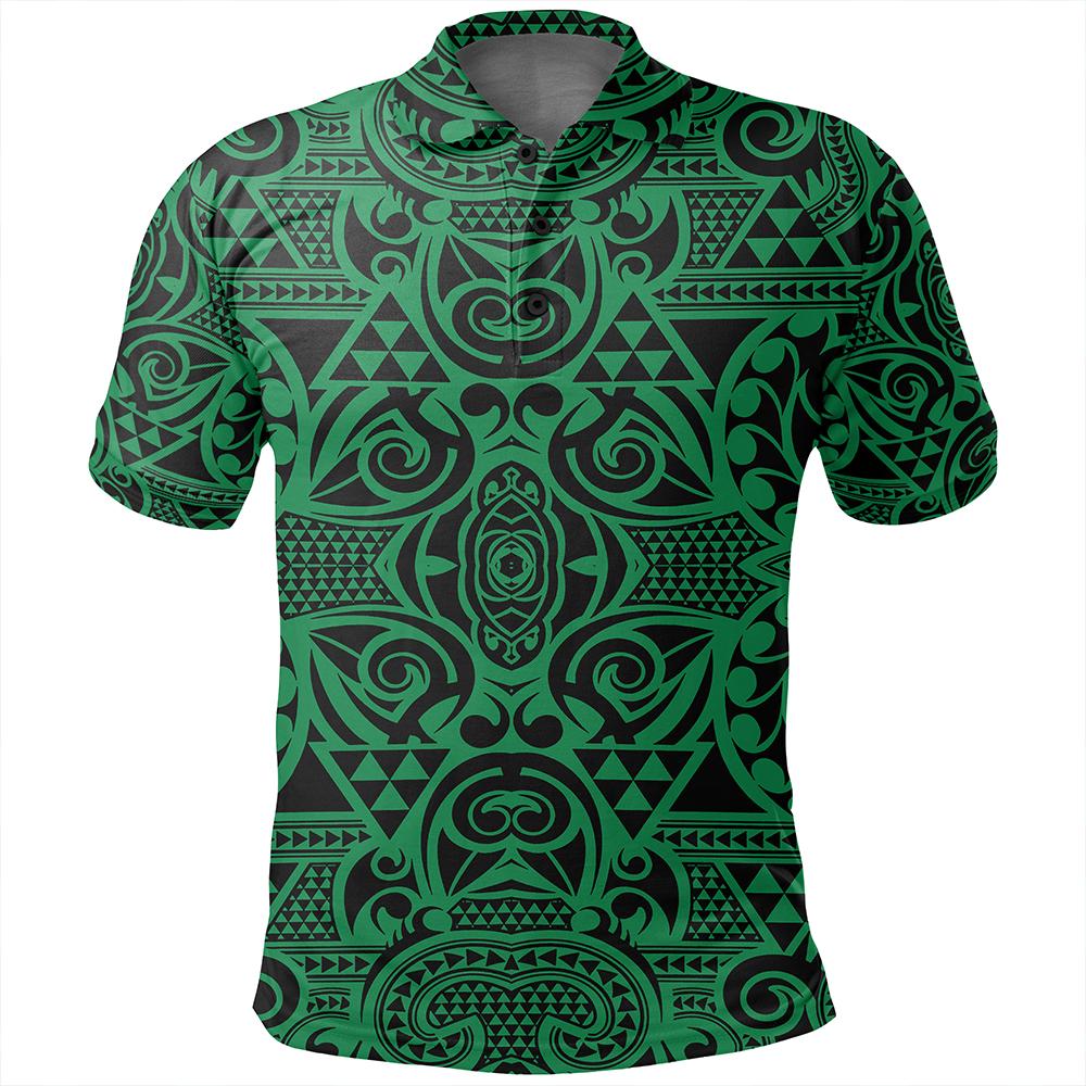 Unisex Polynesian Kakau Turtle Green Polo Shirt - Polynesian Pride