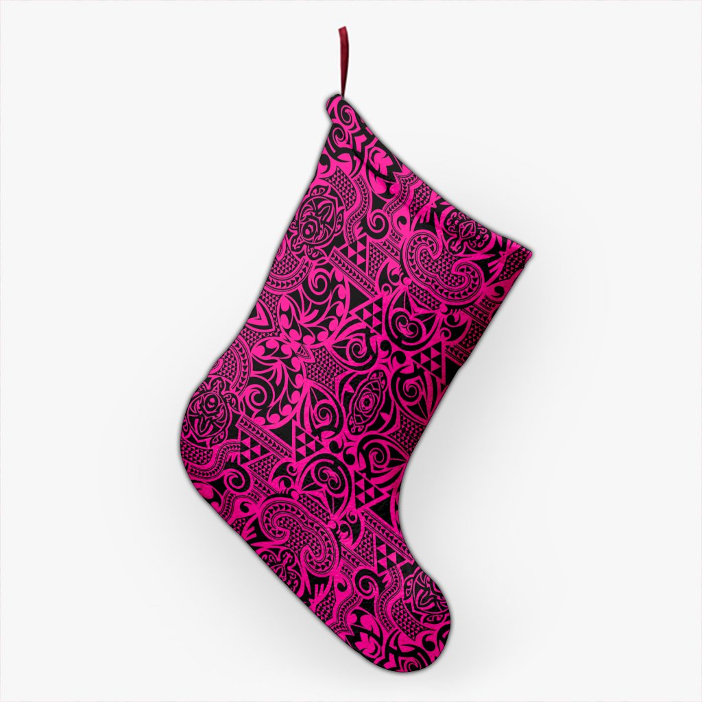 Polynesian Kakau Turtle Pink Christmas Stocking 26 X 42 cm Pink Christmas Stocking - Polynesian Pride