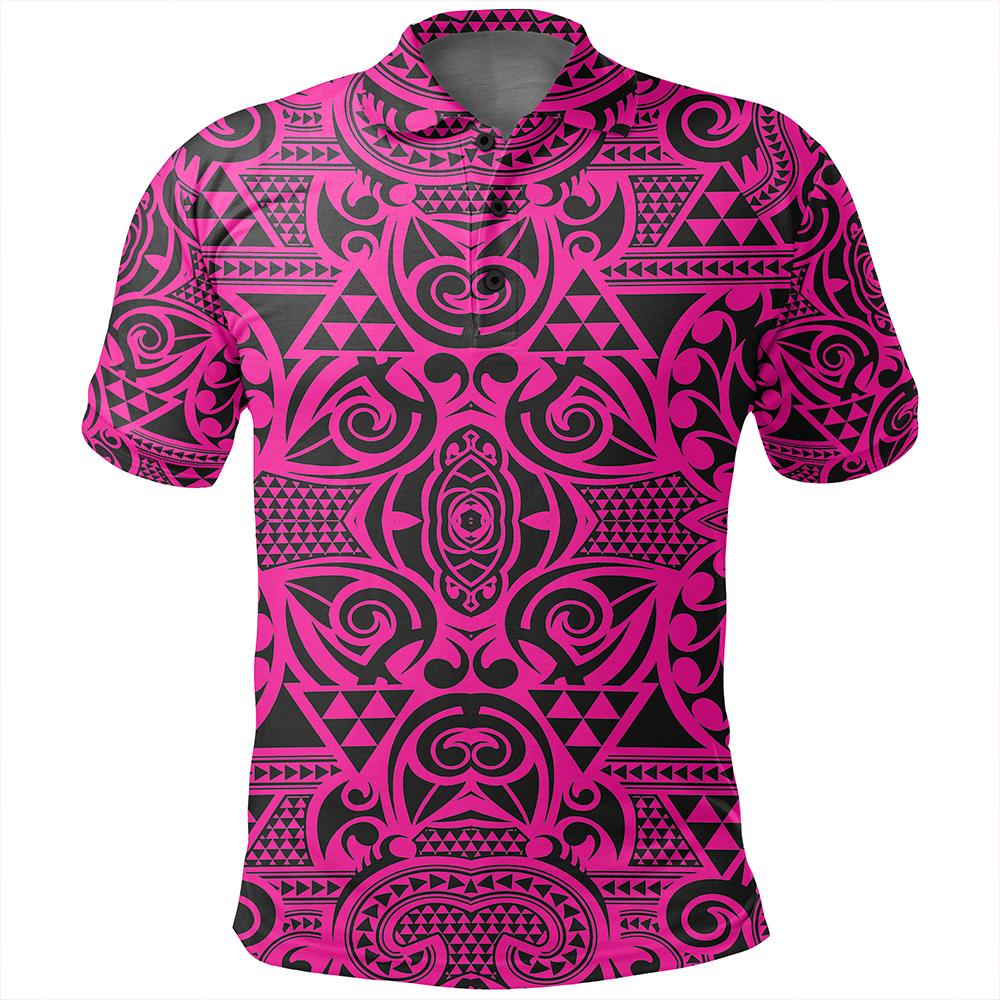 Unisex Polynesian Kakau Turtle Pink Polo Shirt - Polynesian Pride