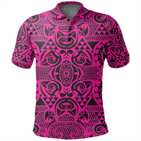 Unisex Polynesian Kakau Turtle Pink Polo Shirt - Polynesian Pride