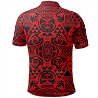 Unisex Polynesian Kakau Turtle Red Polo Shirt - Polynesian Pride