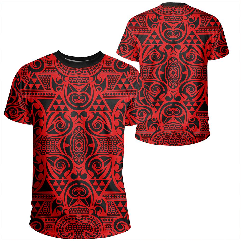 Polynesian Kakau Turtle Red T Shirt Unisex Polyester - Polynesian Pride