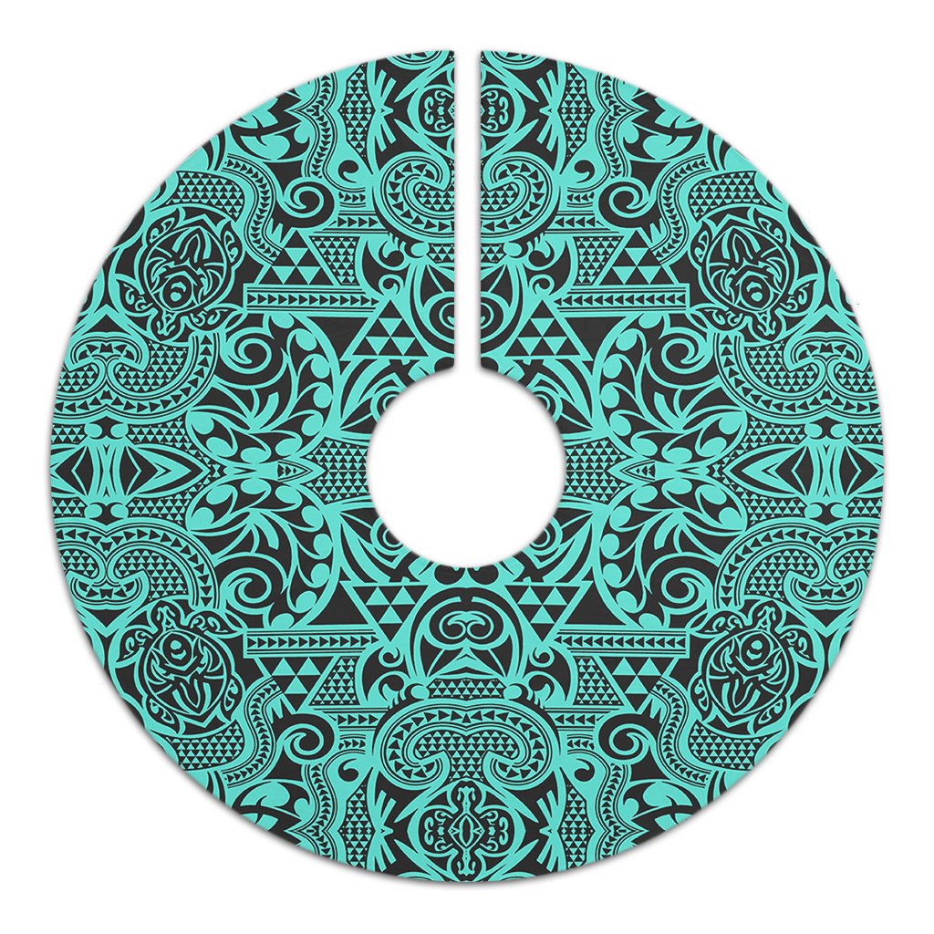 Polynesian Kakau Turtle Turquoise Tree Skirt - Polynesian Pride