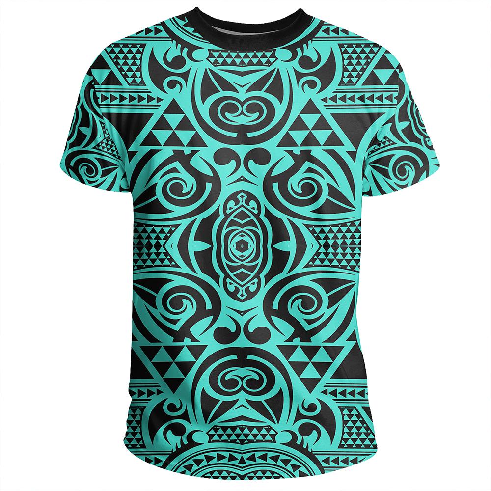 Polynesian Kakau Turtle Turquoise T Shirt - Polynesian Pride