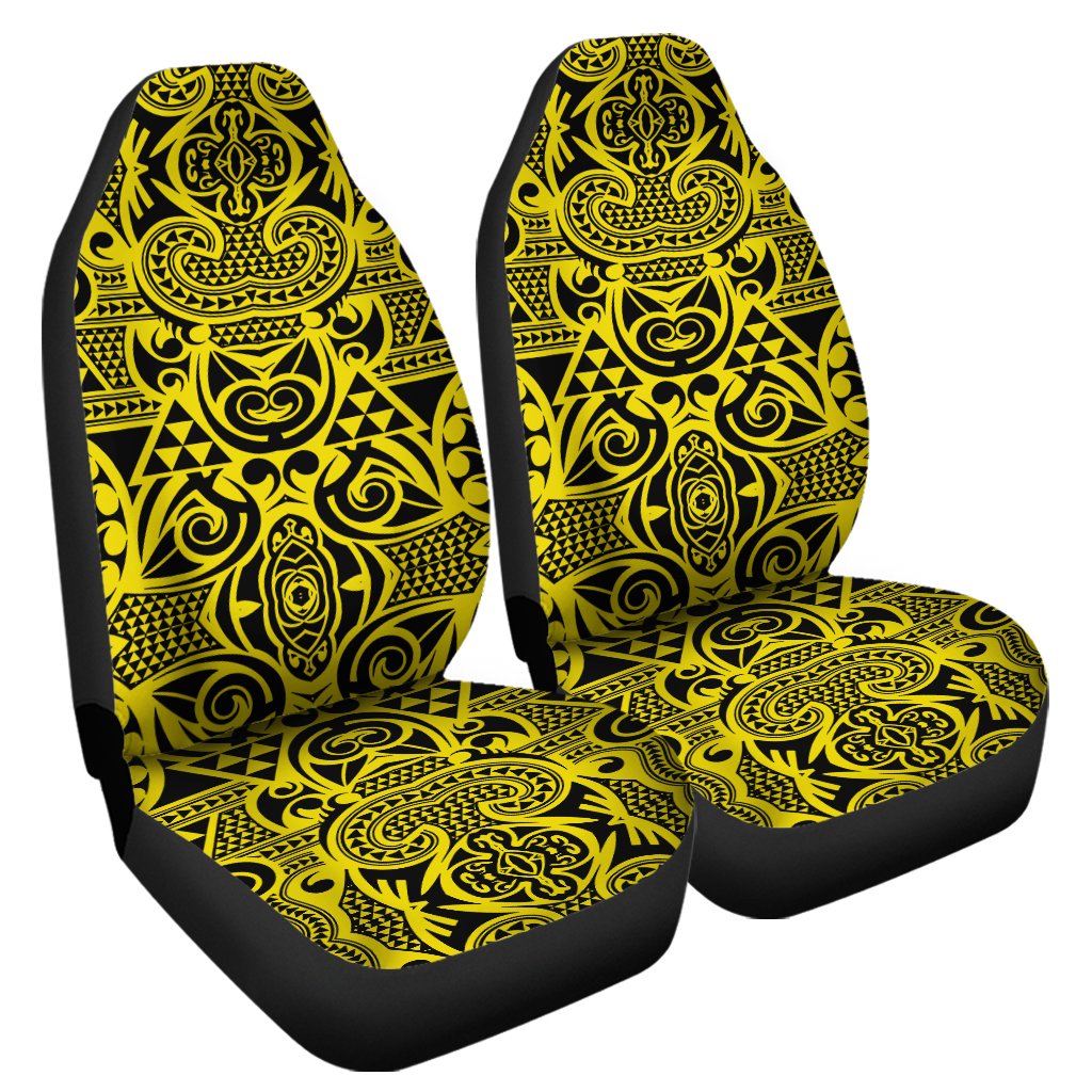 Polynesian Kakau Turtle Yellow Car Seat Cover Universal Fit Yellow - Polynesian Pride