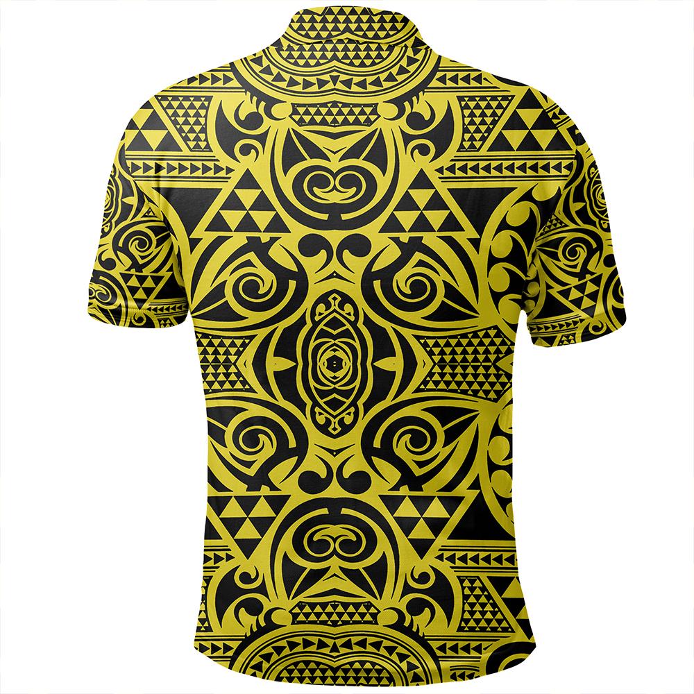 Unisex Polynesian Kakau Turtle Yellow Polo Shirt - Polynesian Pride