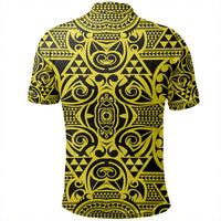 Unisex Polynesian Kakau Turtle Yellow Polo Shirt - Polynesian Pride