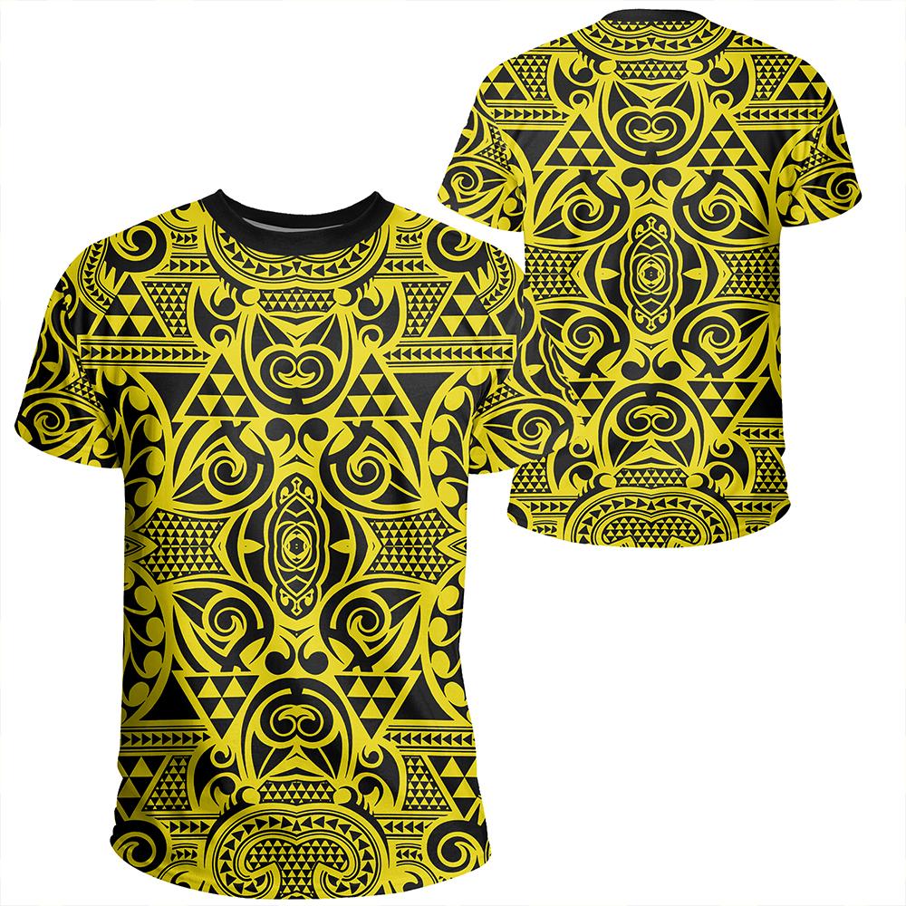 Polynesian Kakau Turtle Yellow T Shirt Unisex Polyester - Polynesian Pride