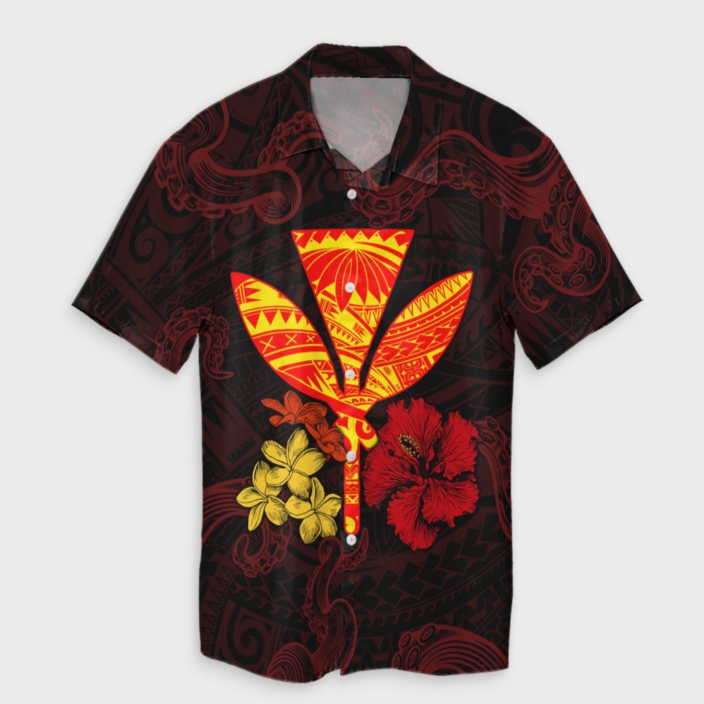 Polynesian Kanaka Maoli Flower Hawaiian Shirt AH Unisex Black - Polynesian Pride