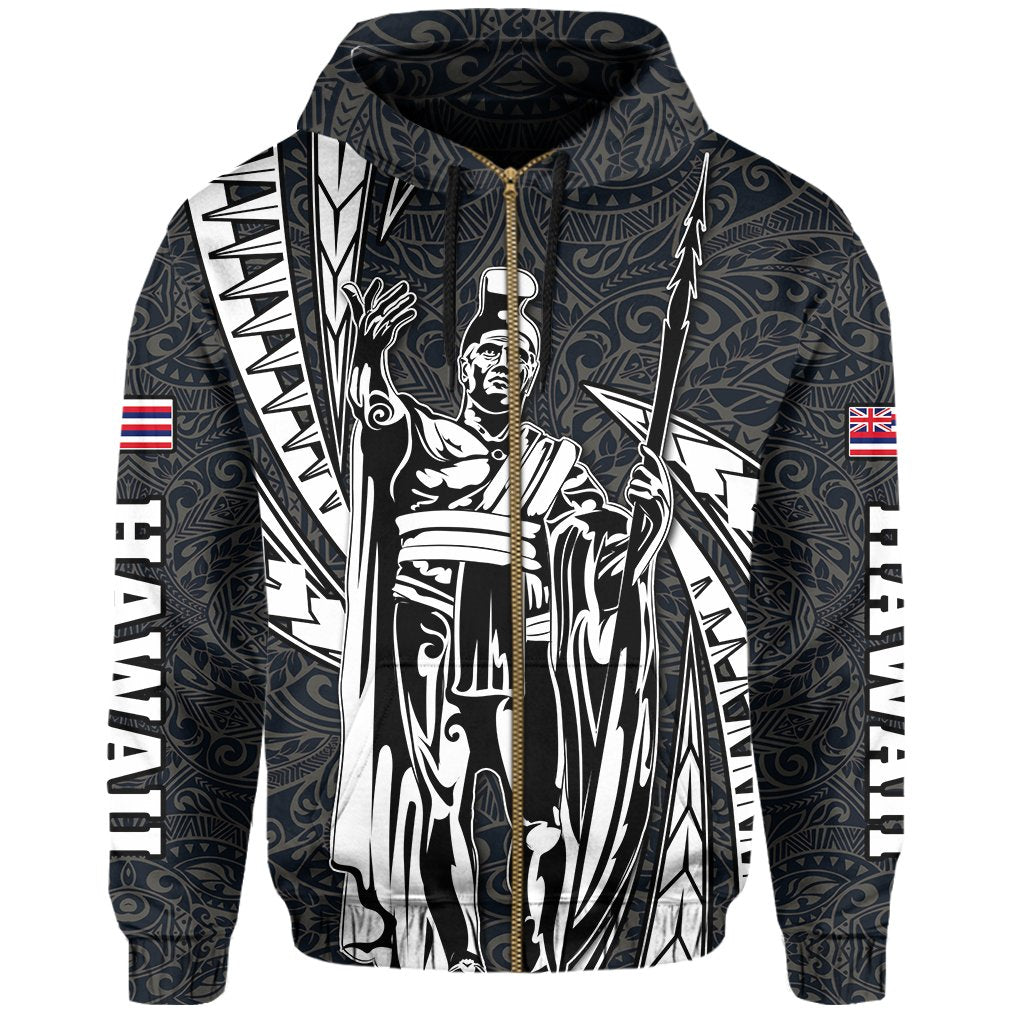 Polynesian King Culture Blue White Hoodie (Zip up) Mega Style - Polynesian Pride