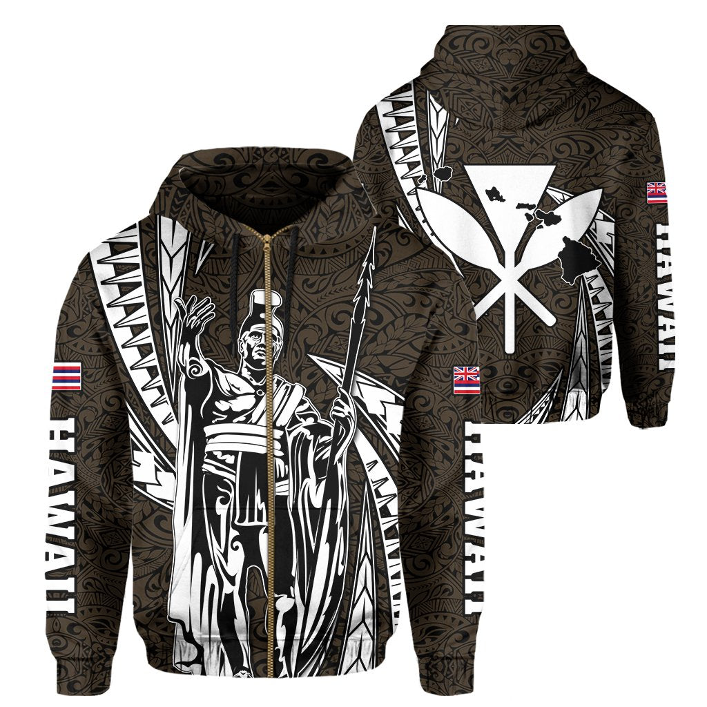 Polynesian King Culture Gold Hoodie (Zip up) Mega Style Unisex Black - Polynesian Pride