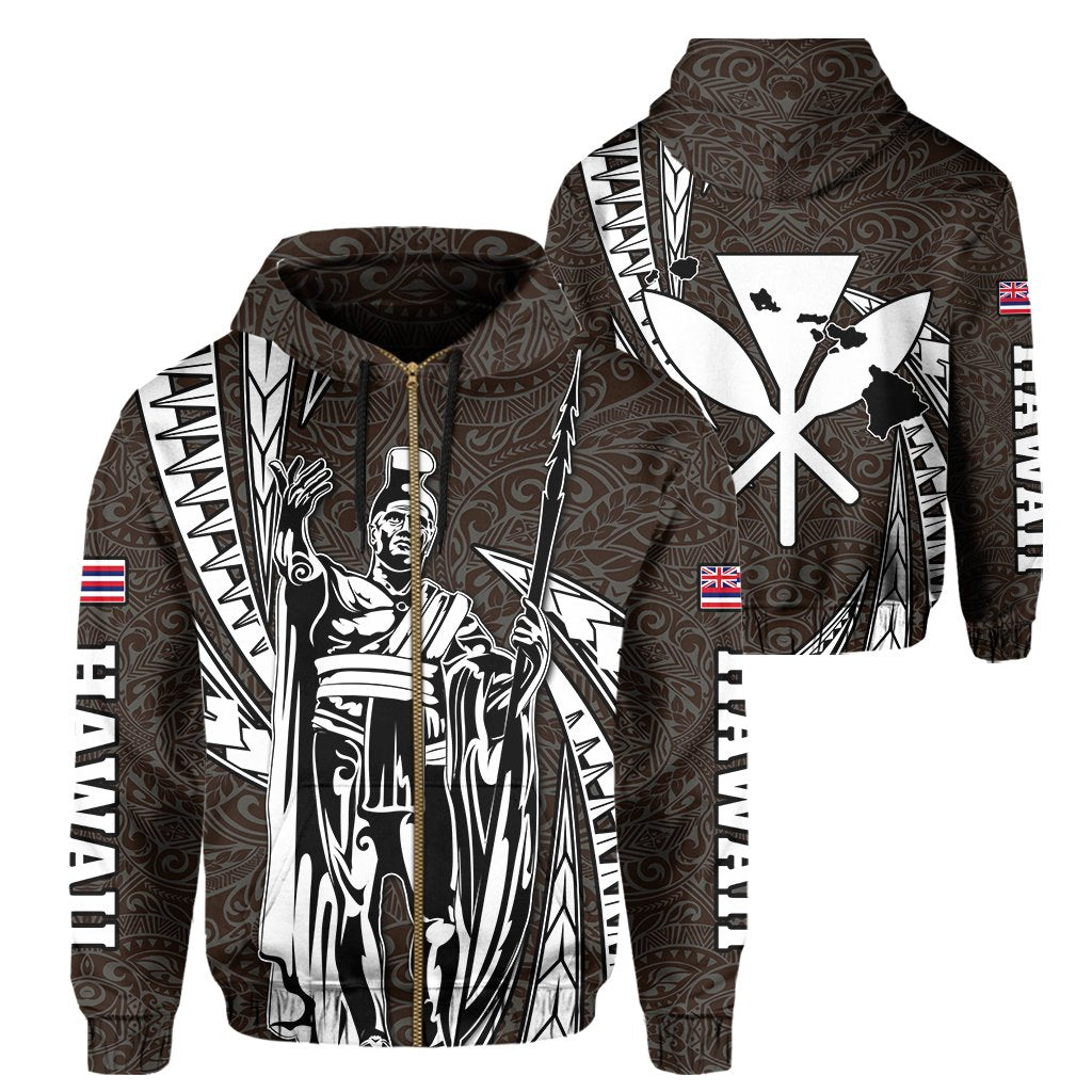 Polynesian King Culture Hoodie (Zip up) Mega Style Unisex Black - Polynesian Pride