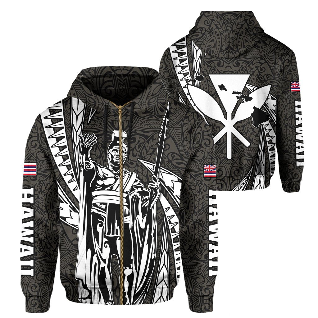 Polynesian King Culture Old Hoodie (Zip up) Mega Style Unisex Black - Polynesian Pride