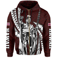 Polynesian King Culture Red Hoodie (Zip up) Mega Style - Polynesian Pride