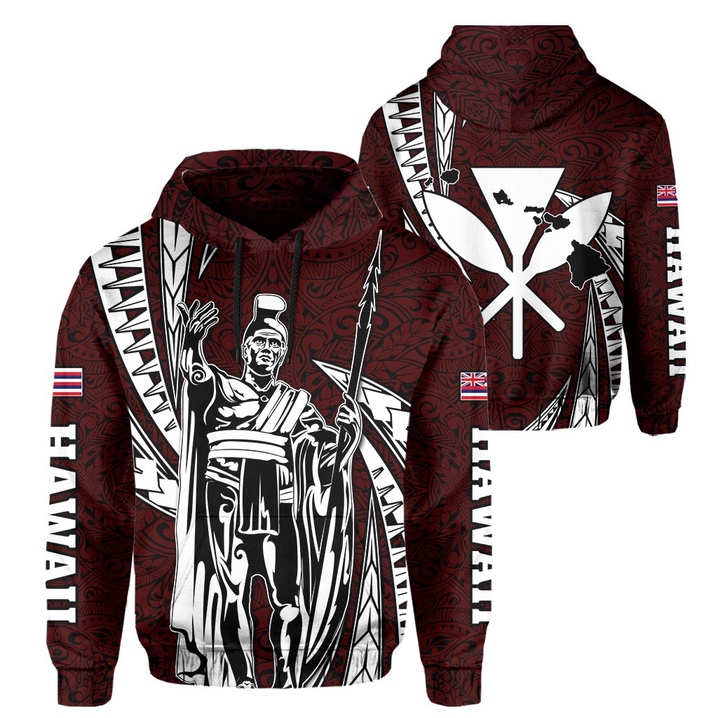 Polynesian King Culture Red Hoodie Mega Style Unisex Black - Polynesian Pride