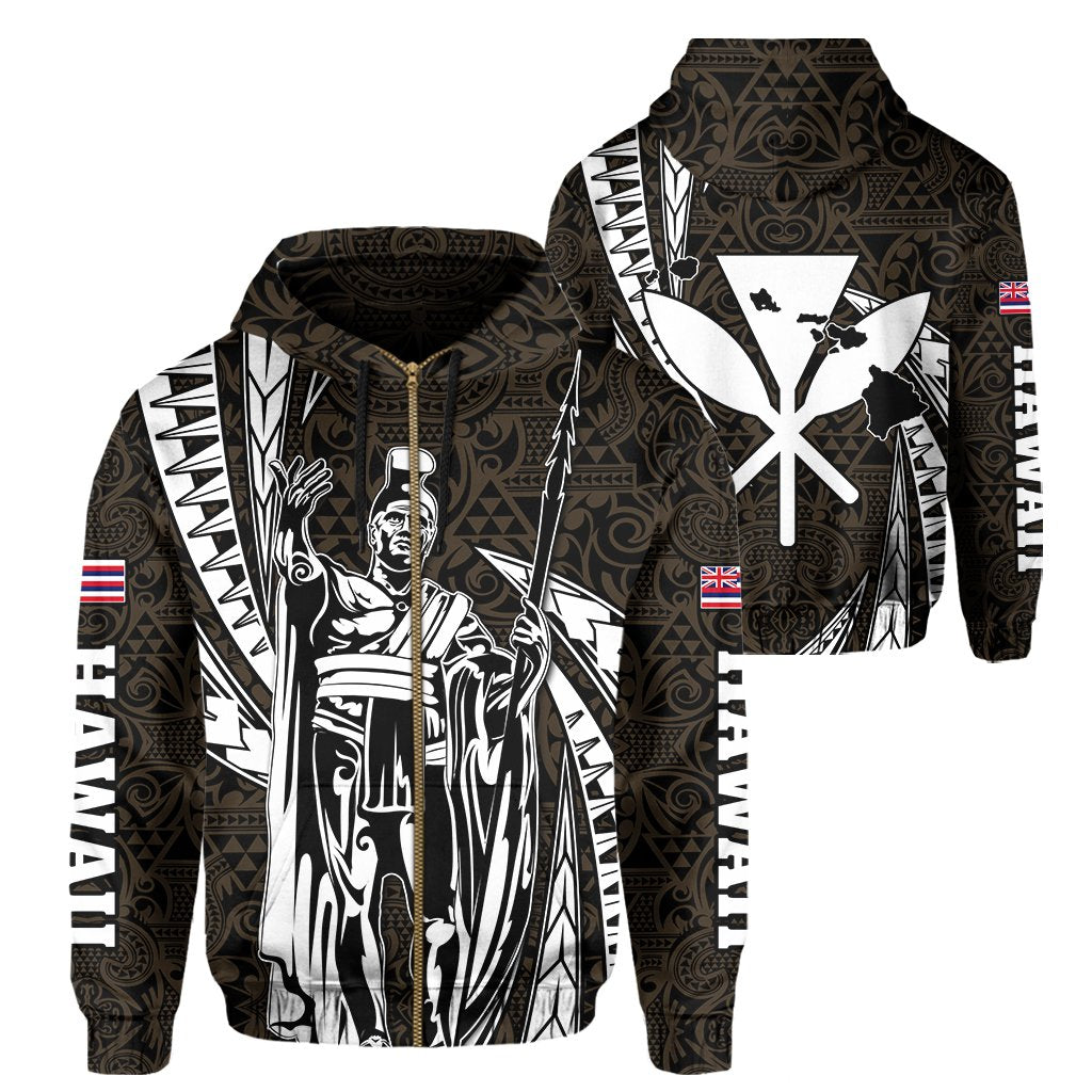 Polynesian King Kakau Turtle Gold Hoodie (Zip up) Mega Style Unisex Black - Polynesian Pride