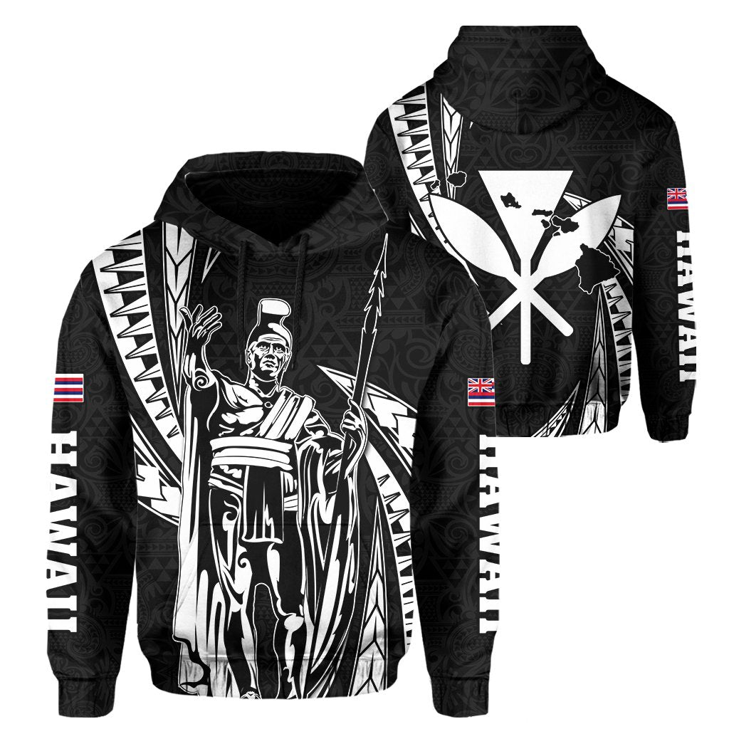 Polynesian King Kakau Turtle Gray Hoodie Mega Style Unisex Black - Polynesian Pride