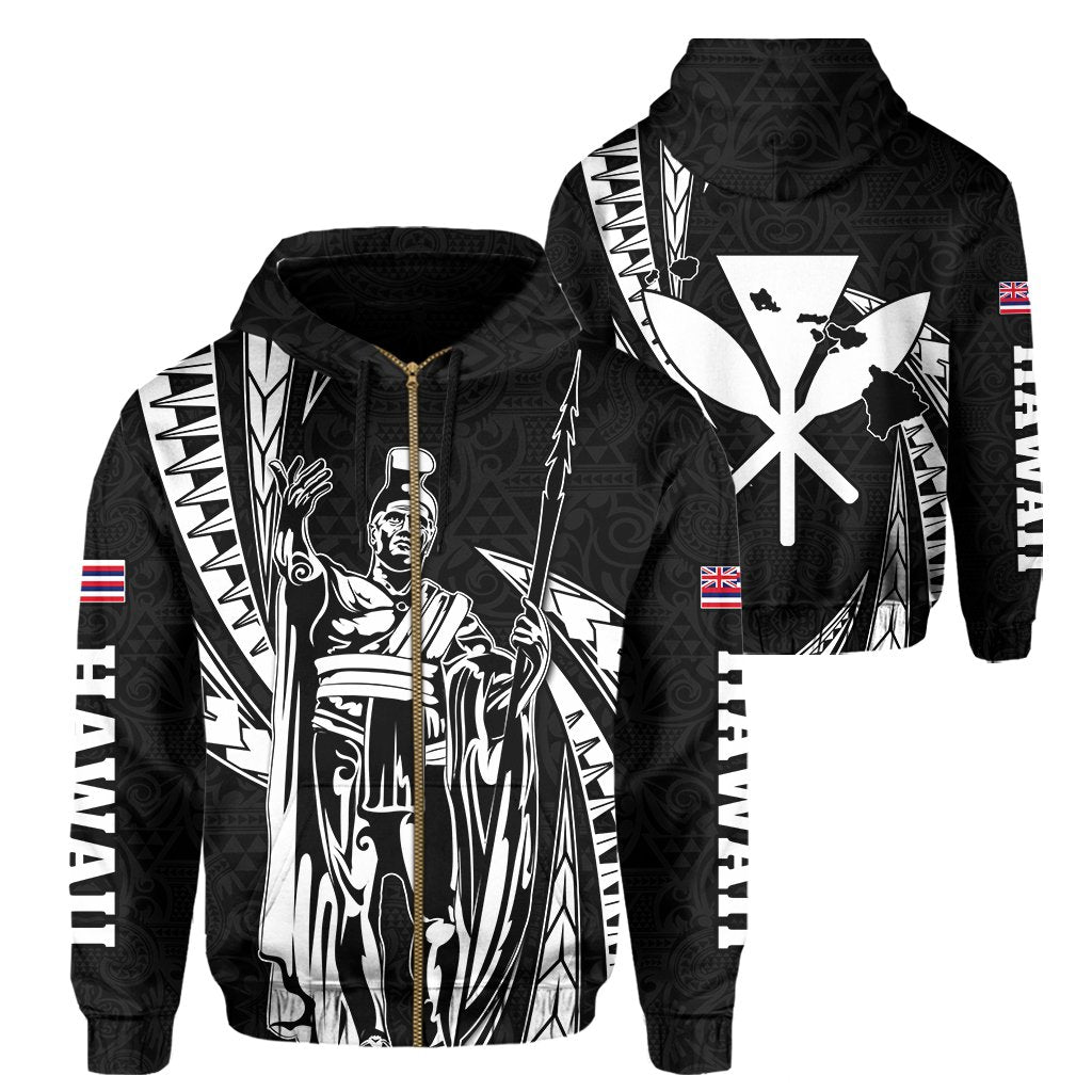 Polynesian King Kakau Turtle Gray Hoodie (Zip up) Mega Style Unisex Black - Polynesian Pride