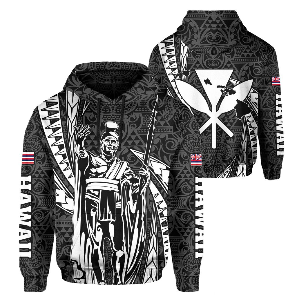 Polynesian King Kakau Turtle Hoodie Mega Style Unisex Black - Polynesian Pride