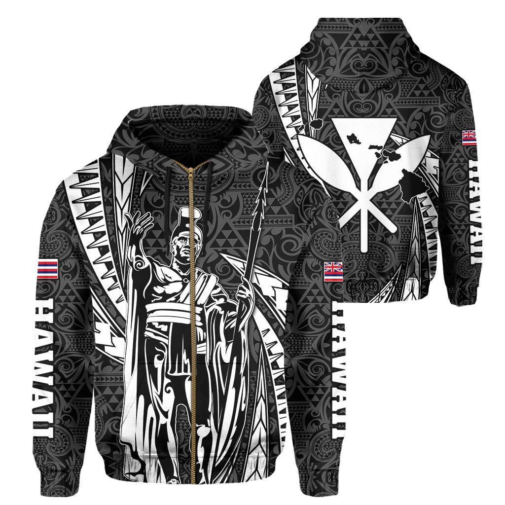 Polynesian King Kakau Turtle Hoodie (Zip up) Mega Style Unisex Black - Polynesian Pride