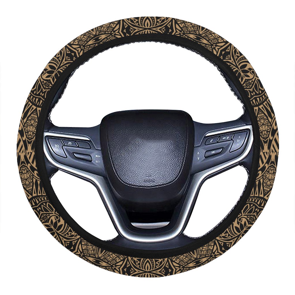 Polynesian Lauhala Mix Gold Hawaii Steering Wheel Cover with Elastic Edge One Size Gold Steering Wheel Cover - Polynesian Pride