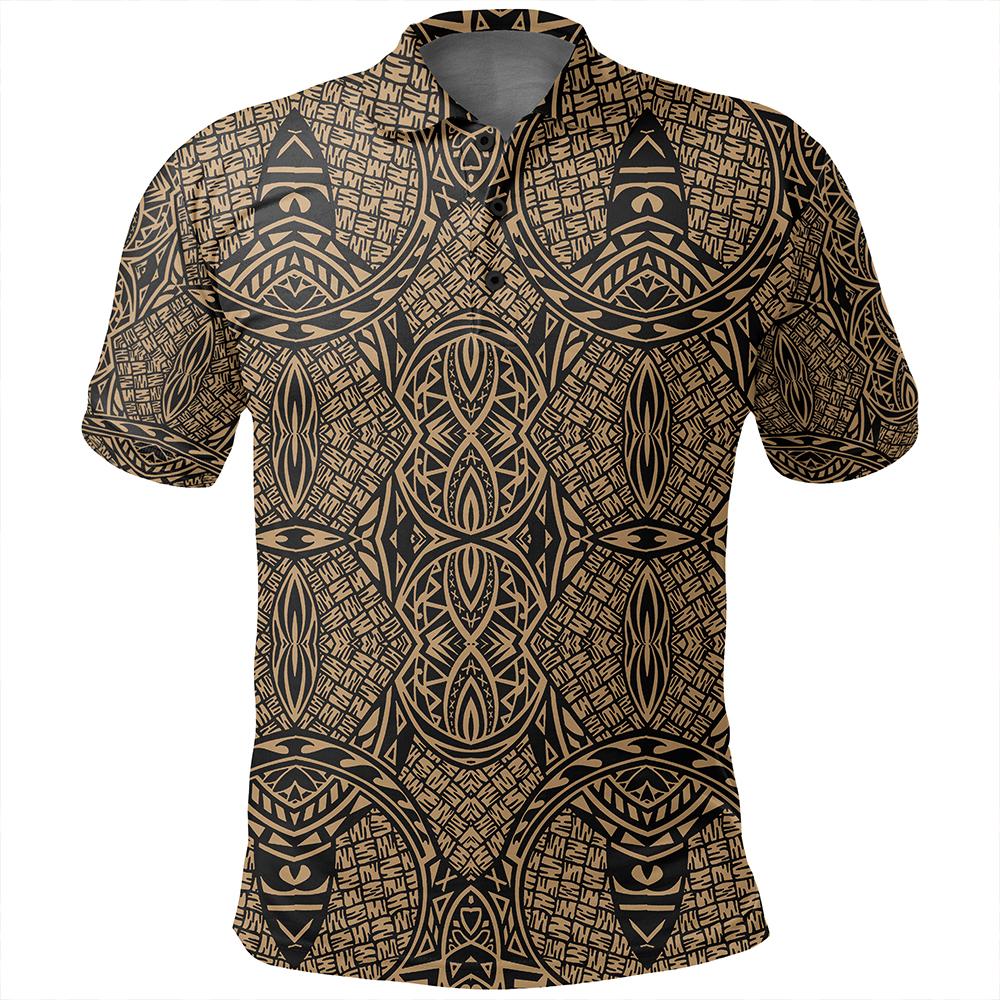 Unisex Polynesian Lauhala Mix Gold Polo Shirt - Polynesian Pride