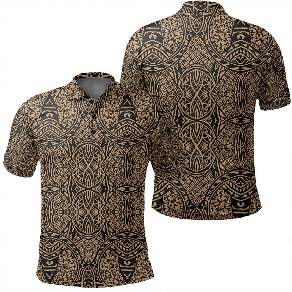 Unisex Polynesian Lauhala Mix Gold Polo Shirt Unisex Art - Polynesian Pride