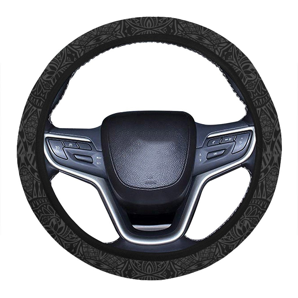 Polynesian Lauhala Mix Gray Hawaii Steering Wheel Cover with Elastic Edge One Size Gray Steering Wheel Cover - Polynesian Pride