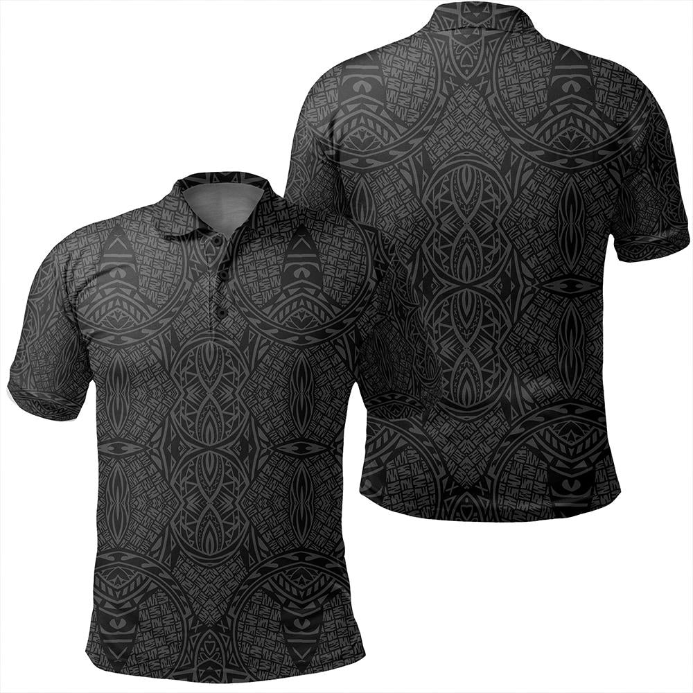 Unisex Polynesian Lauhala Mix Gray Polo Shirt Unisex Art - Polynesian Pride