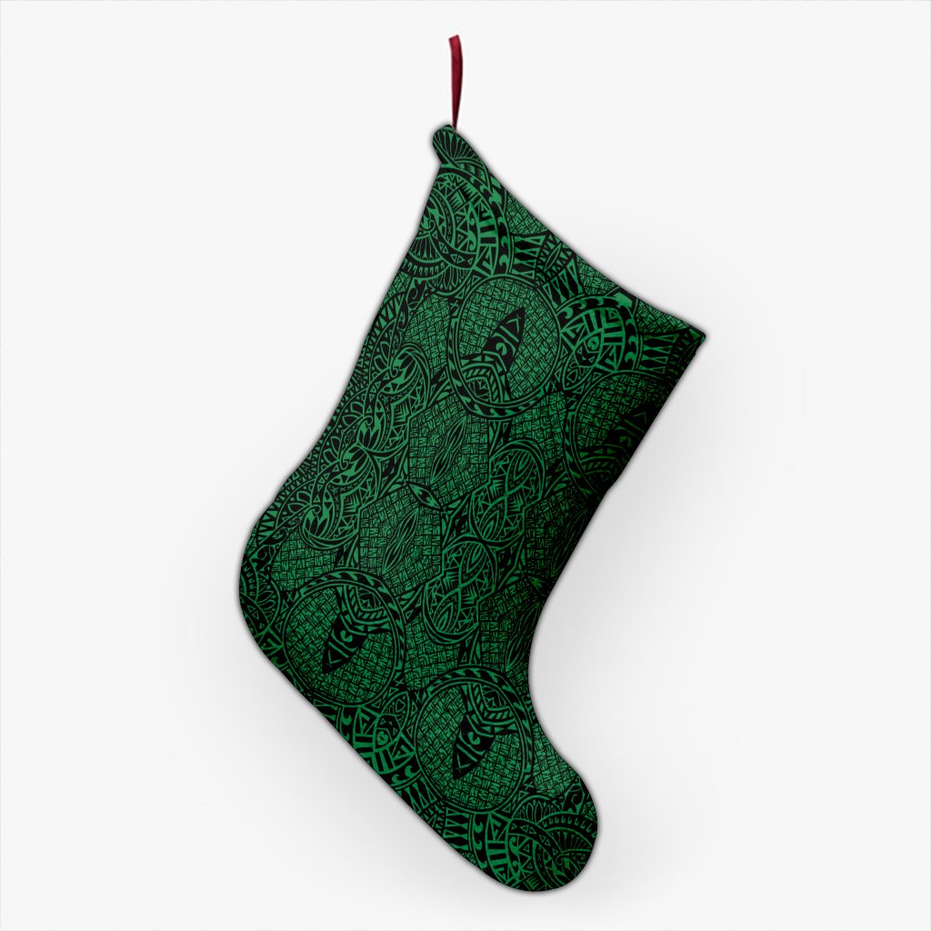 Polynesian Lauhala Mix Green Christmas Stocking 26 X 42 cm Green Christmas Stocking - Polynesian Pride