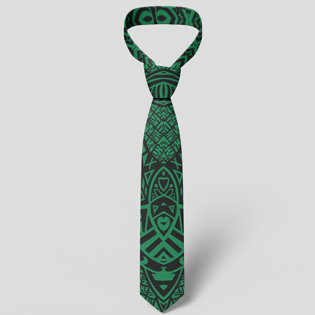 Polynesian Lauhala Mix Green Necktie - Polynesian Pride