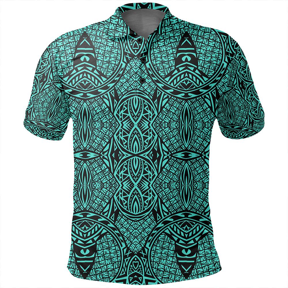 Unisex Polynesian Lauhala Mix Turquoise Polo Shirt - Polynesian Pride